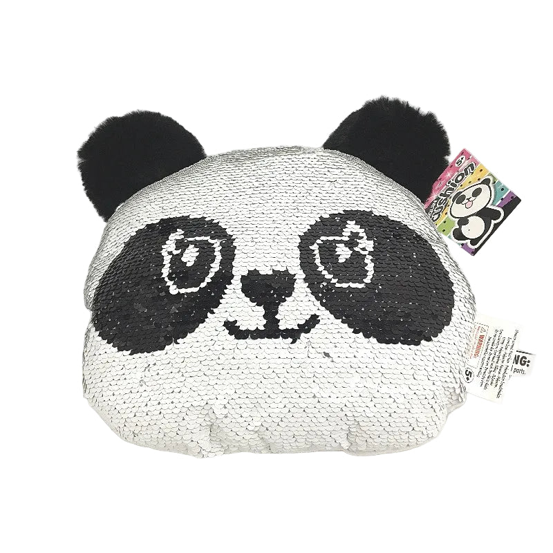 Panda 2 Pack Bundle Fluffy Sitting Plush Toy & Mini Sequin Cushion Age 5Y+ NEW