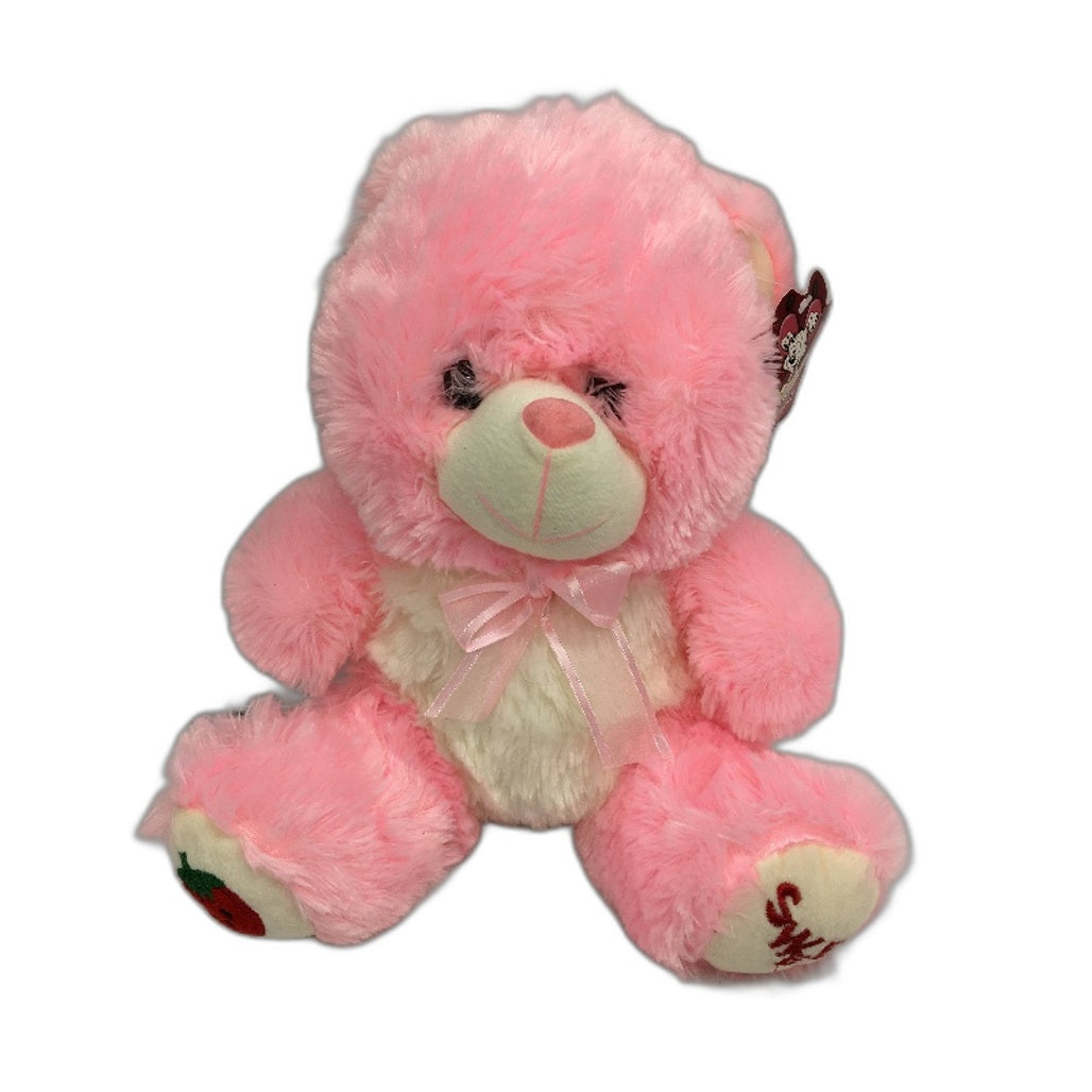 Teddy Bear 2 Pack Bundle Ribbon Bow Tie Fluffy Soft Plush Toys Pink & Purple NEW