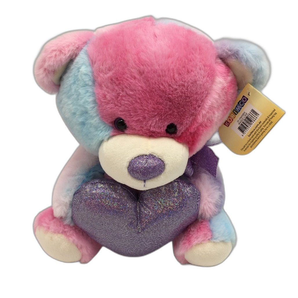 Teddy Bear 2 Pack Bundle Ribbon Bow Tie Fluffy Soft Plush Toys Pink & Purple NEW