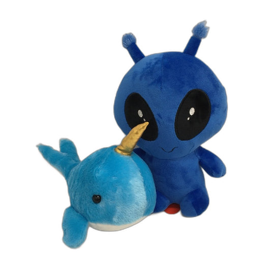 Blue Whale & Alien 2 Pack Bundle Fluffy Soft Plush Toys Plushies Age 3Y+ NEW