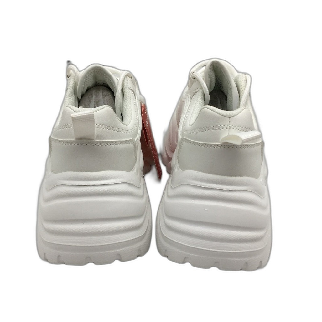 Lucky Step Chunky Platform Comfy Casual Lace Up Sneaker Womens Size 7 White NEW