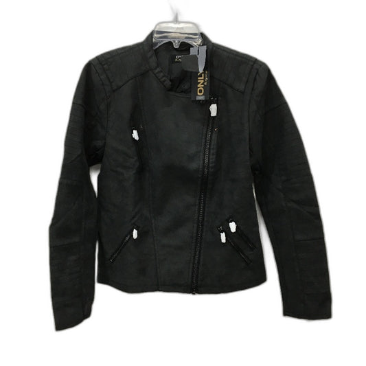 ONLY Lava Faux Leather Short Biker Jacket Asymmetrical Zip Womens Size 42/14 NEW