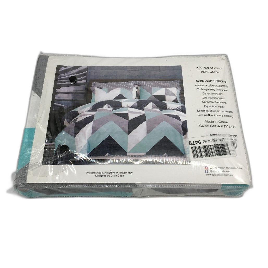 Gioia Casa 100% Cotton Modern City Reversible Quilt Cover Set 250TC Queen NEW