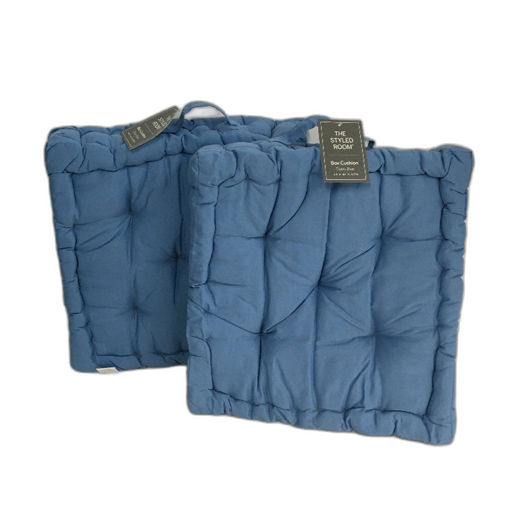 The Styled Room 2 Pack Thick Box Cushion Seat Pads 40x40x8CM Dusty Blue NEW
