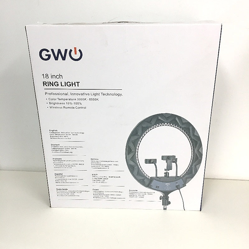 GWO 18 Inch LED Circle Ring Light With Extendable Tripod Stand Phone Holder NEW
