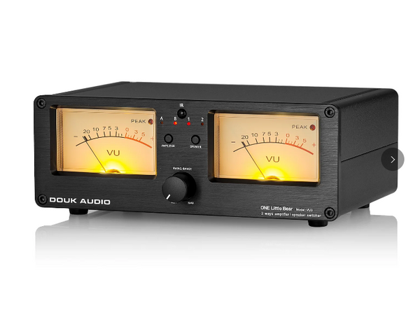 Douk Audio VU3 Dual Analog VU Meter 2 Way Amplifier Speaker Audio Switcher NEW