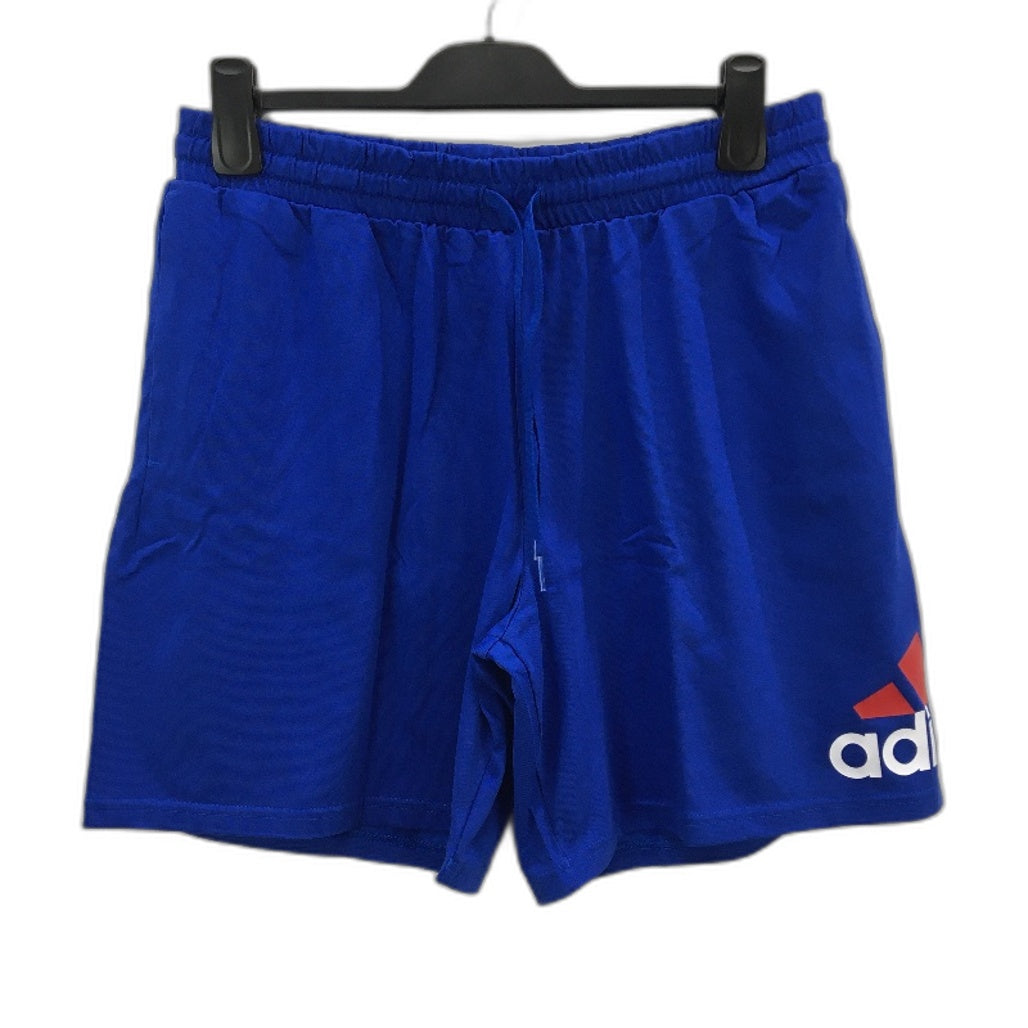 Adidas Essentials AeroReady Bold Blue Logo Shorts Mens Size Large NEW