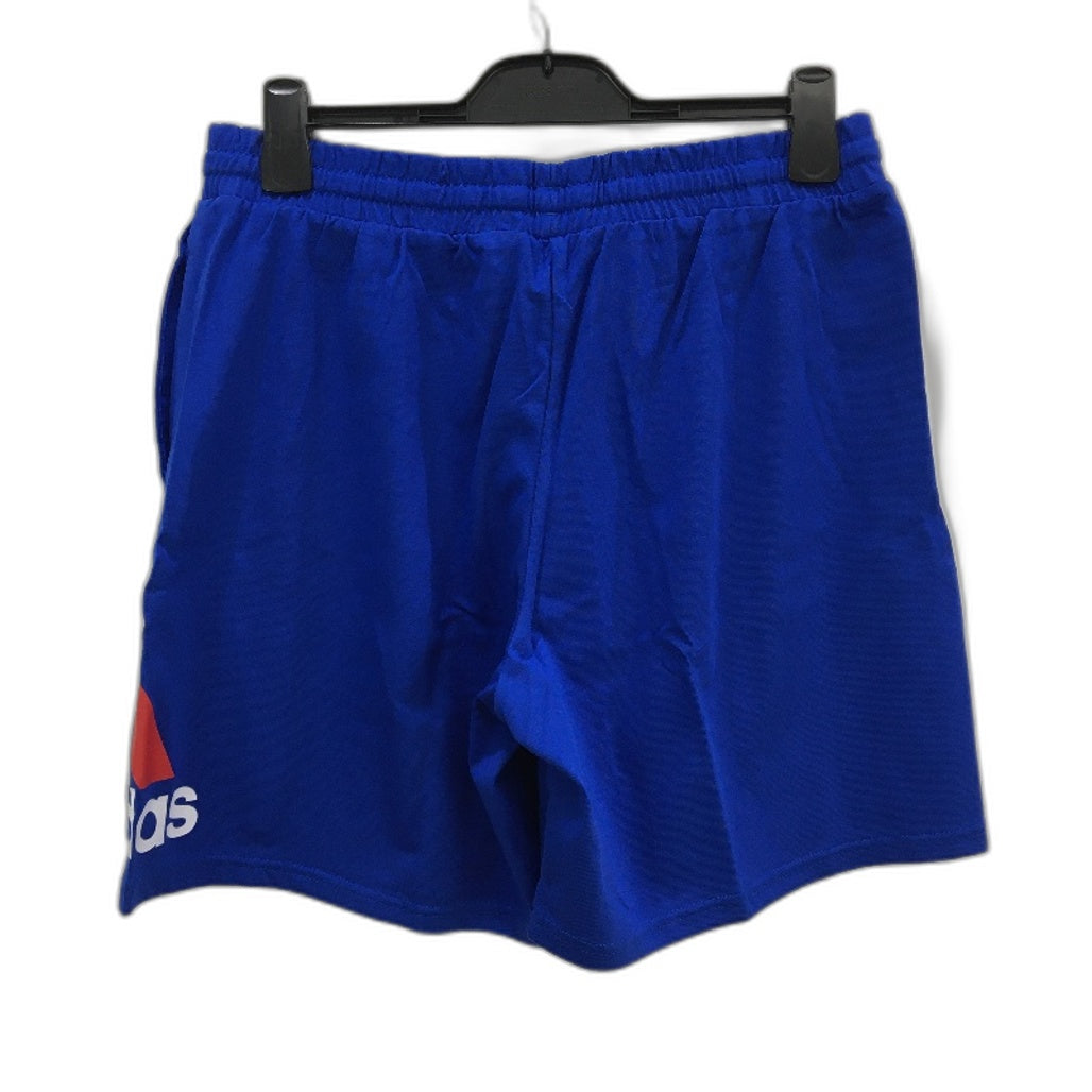 Adidas Essentials AeroReady Bold Blue Logo Shorts Mens Size Large NEW