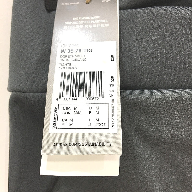 Adidas Designed To Move Hi Rise 3 Stripes 7/8 Grey Tights Ladies Size Medium NEW