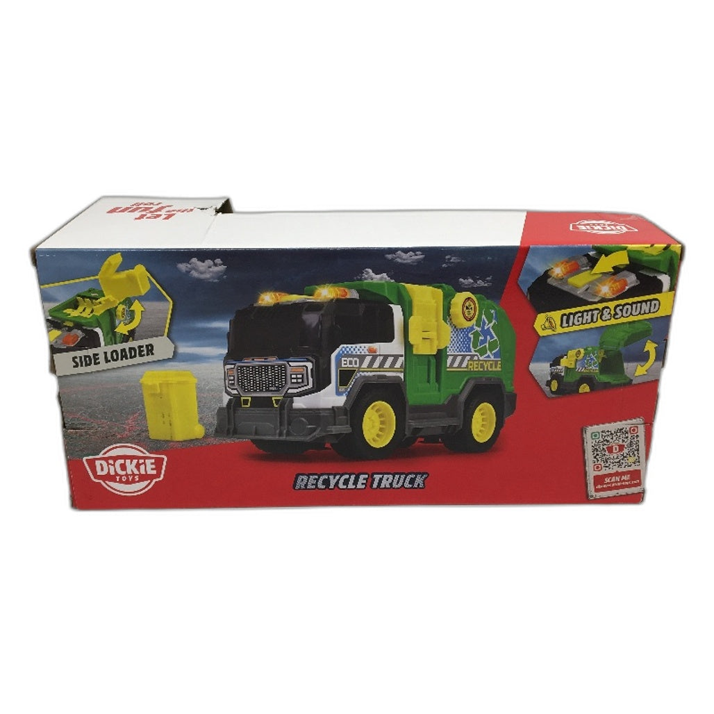 Dickie Toys Light and Sound Trash Garbage Crusher Green Recycling Truck NEW