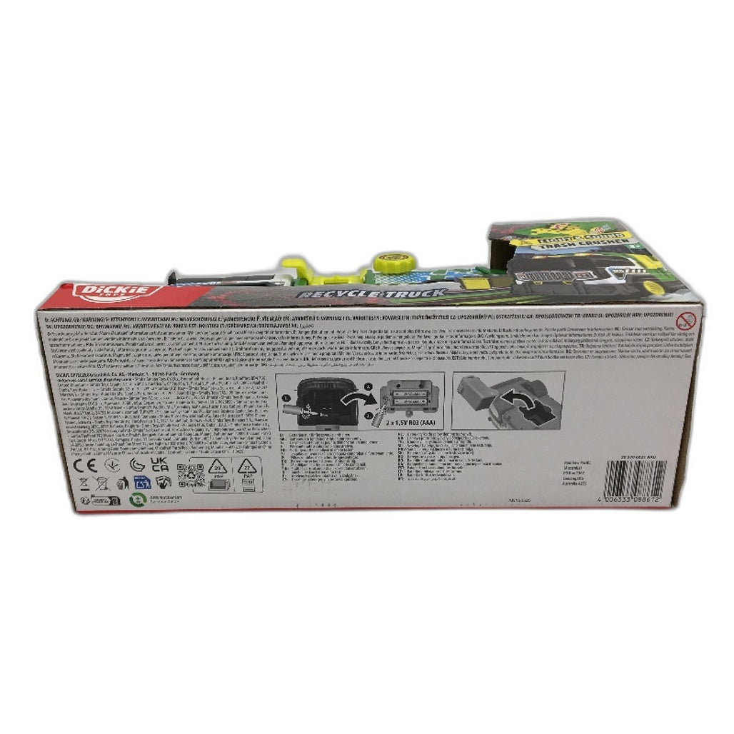 Dickie Toys Light and Sound Trash Garbage Crusher Green Recycling Truck NEW