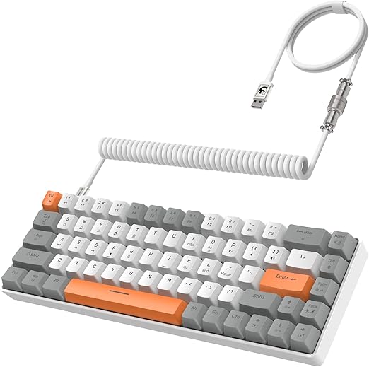 ZiYou Lang T8 68 Key RGB Backlight Mechanical Keyboard in Grey White Orange NEW