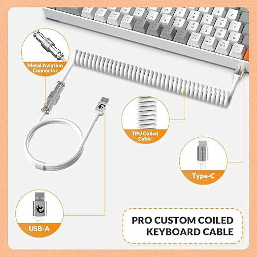 ZiYou Lang T8 68 Key RGB Backlight Mechanical Keyboard in Grey White Orange NEW