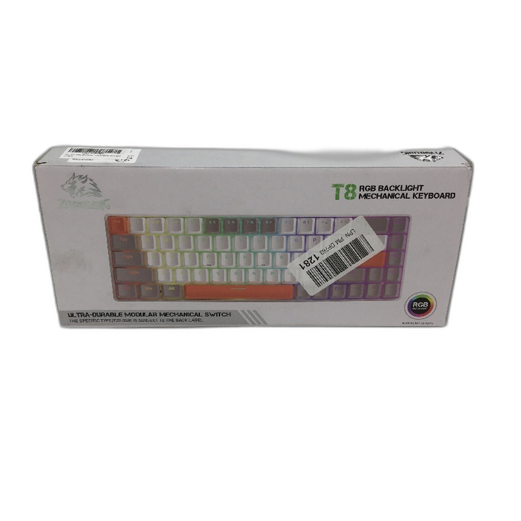ZiYou Lang T8 68 Key RGB Backlight Mechanical Keyboard in Grey White Orange NEW