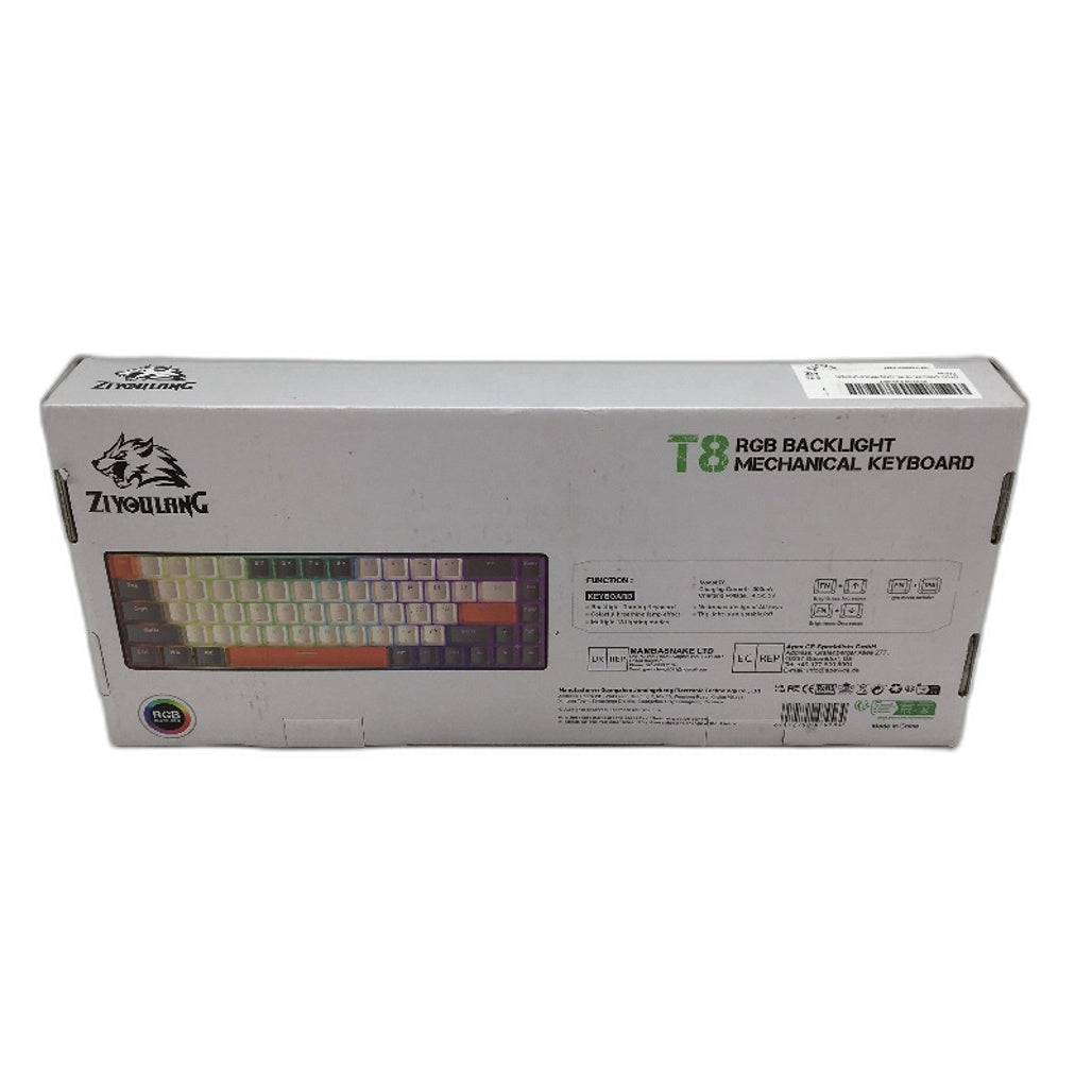 ZiYou Lang T8 68 Key RGB Backlight Mechanical Keyboard in Grey White Orange NEW