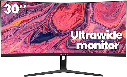 Crua 30 Inch Curved LED 100Hz 21:9 Ratio Wide Black Super PC Monitor NEW