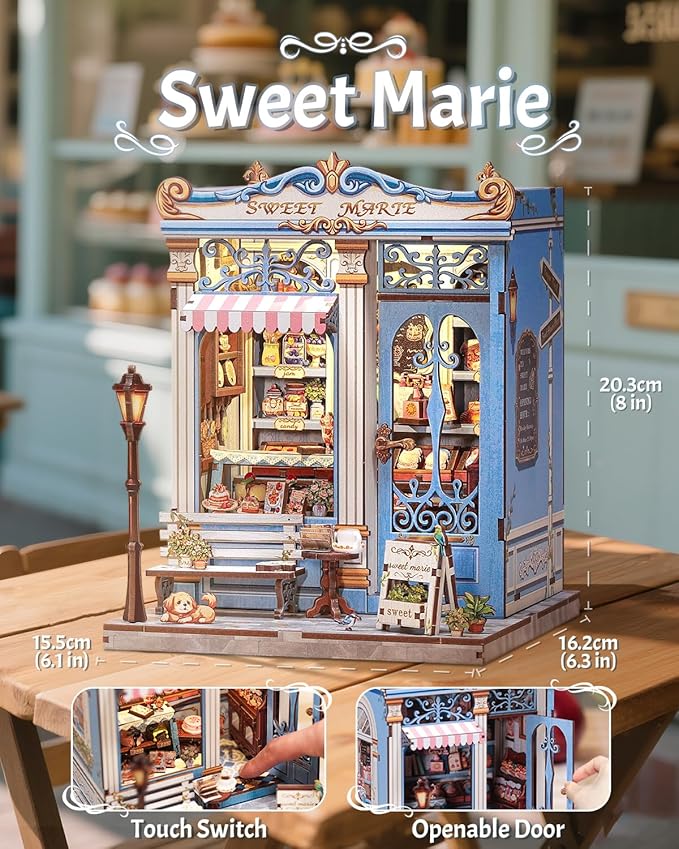 CUTEBEE Sweet Marie Dessert Shop DIY Wooden Miniature Book Nook Puzzle Kit NEW