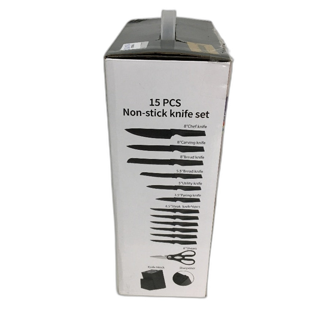 Homodoskey 15 Piece Black High Carbon Stainless Steel Knife Set NEW