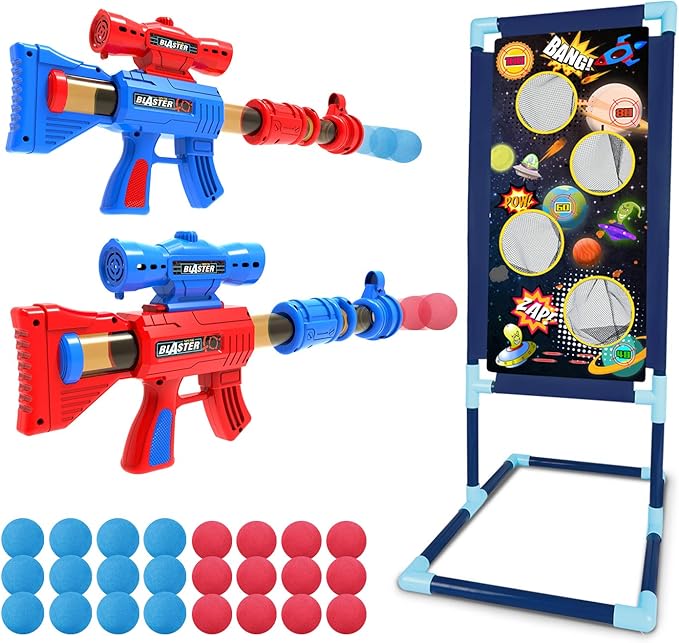 Lurlin 2 Player  Red Vs Blue New Foam Guns with 24 Balls with Target Wall NEW
