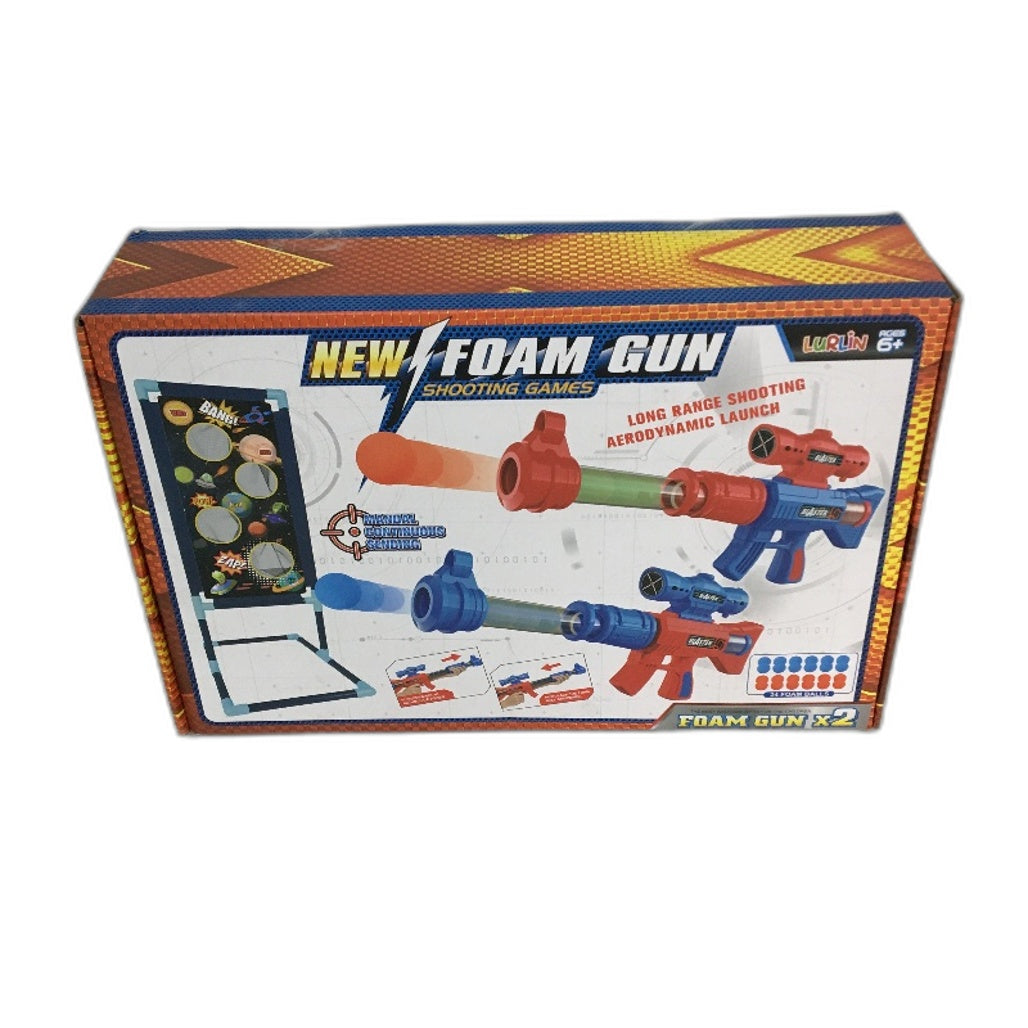 Lurlin 2 Player  Red Vs Blue New Foam Guns with 24 Balls with Target Wall NEW