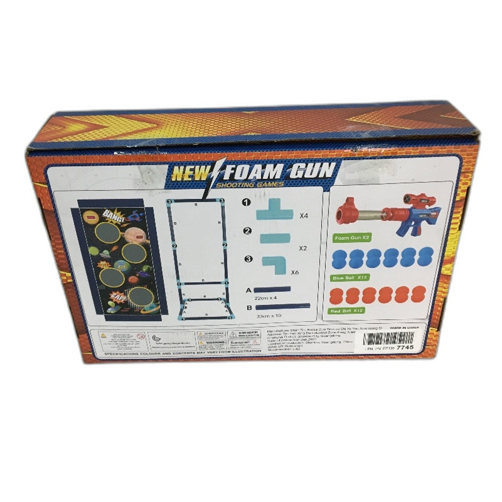 Lurlin 2 Player  Red Vs Blue New Foam Guns with 24 Balls with Target Wall NEW