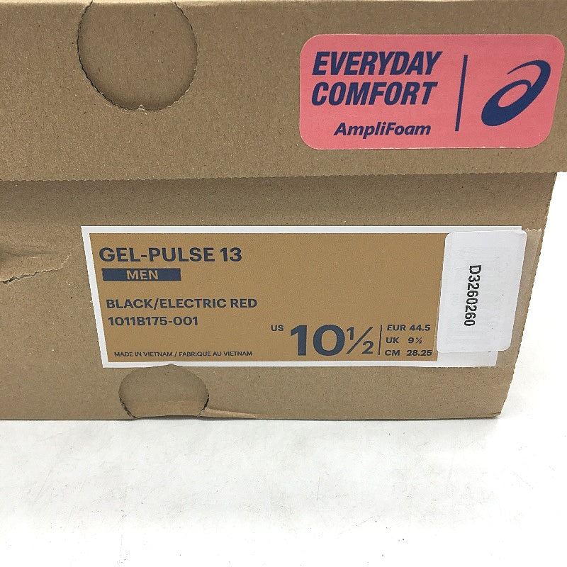 Asics Ortholite Gel-Pulse 13 Black & Electric Red Sneakers Men US10.5 EU44.5 NEW