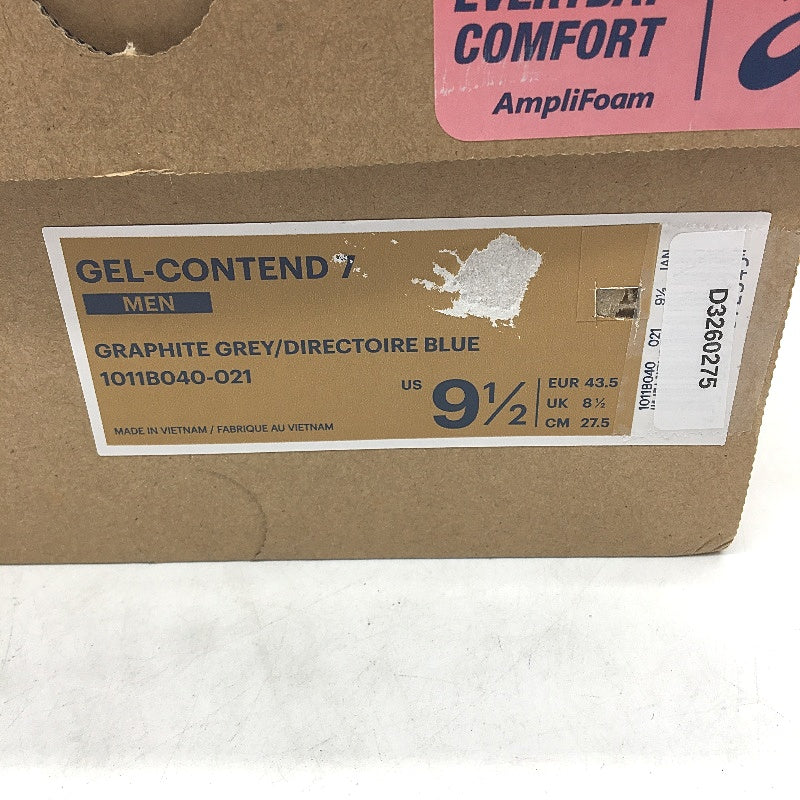 Asics Ortholite Gel-Contend 7 Amplifoam Dark Grey Sneakers Men US9.5 EU 43.5 NEW