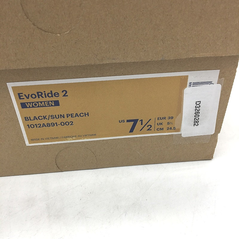 Asics EvoRide 2 Flyte Foam Black & Sun Peach Sneakers Ladies US 7.5 EU 39 NEW