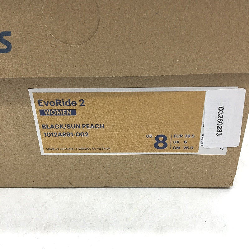 Asics EvoRide 2 Flyte Foam Black & Sun Peach Sneakers Ladies US 8 EU 39.5 NEW