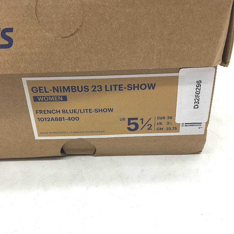 Asics Gel-Nimbus 23 Flyte Foam Light Show Navy Sneakers Ladies US 5.5 EU 36 NEW
