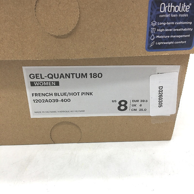 Asics Ortholite Gel-Quantum 180 Blue & Hot Pink Sneakers Ladies US 8 EU 39.5 NEW