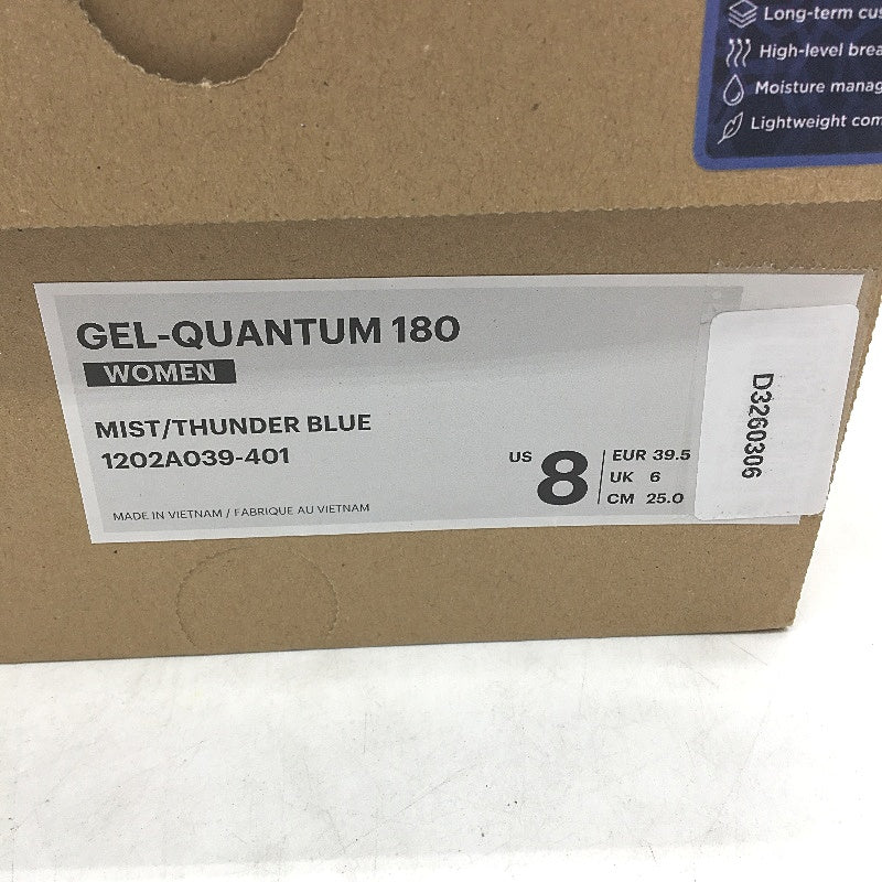 Asics Ortholite Gel-Quantum 180 Mist Blue & Navy Sneakers Ladies US 8 EU39.5 NEW