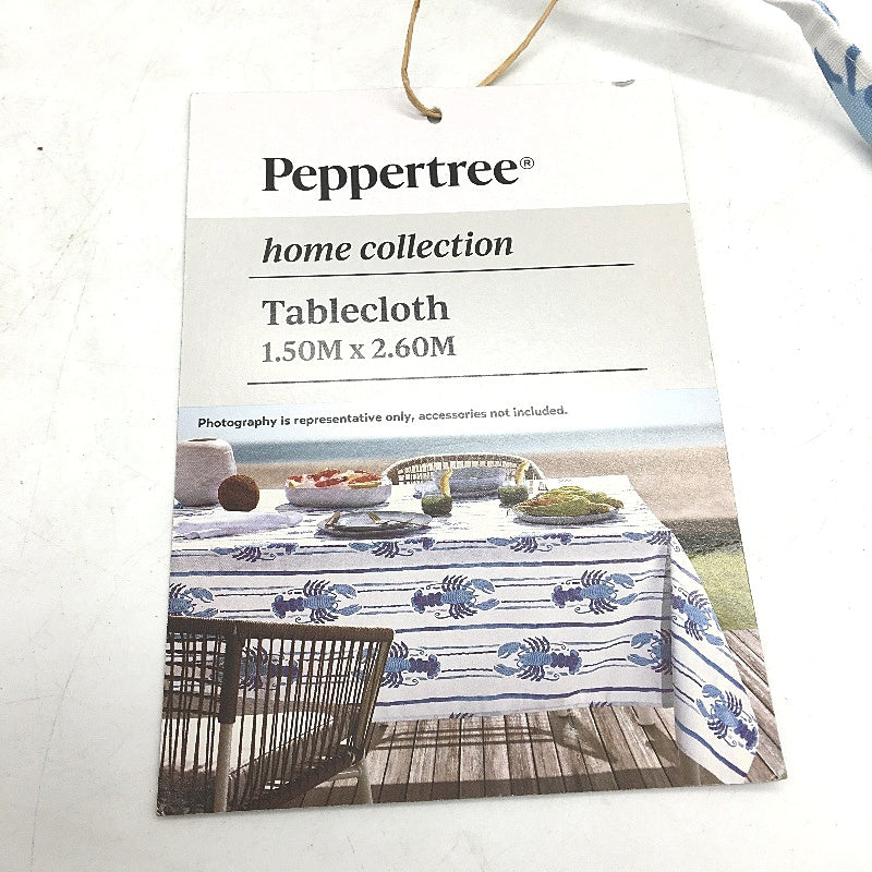 Peppertree Home Collection Blue Lobster Rectangle Tablecloth 150 x 260cm NEW