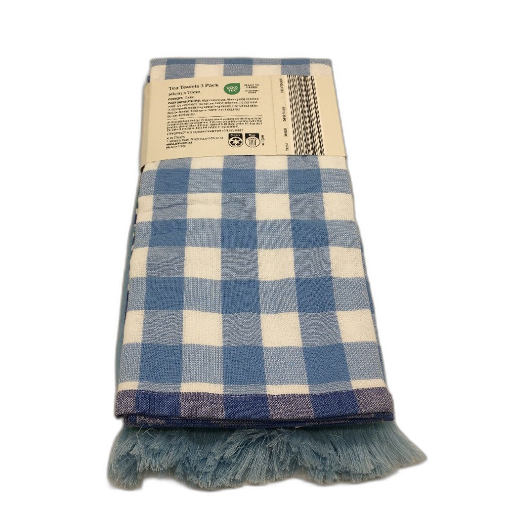 Peppertree Home Collection 6 Pack Blue Green 100% Cotton Tea Towel Pack NEW