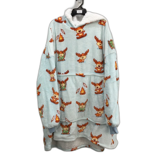 The Oodie Reindeer Light Blue Oversized Fleece Hoodie OSFM Adult