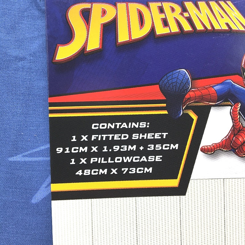 Marvel Spider-Man Icon Navy Blue Fitted Bed Sheet Combo KING SINGLE Size NEW