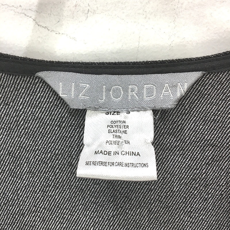 Liz Jordan Cotton Blend Black Denim Zip Up Lapel Collared Jacket Ladies Size S