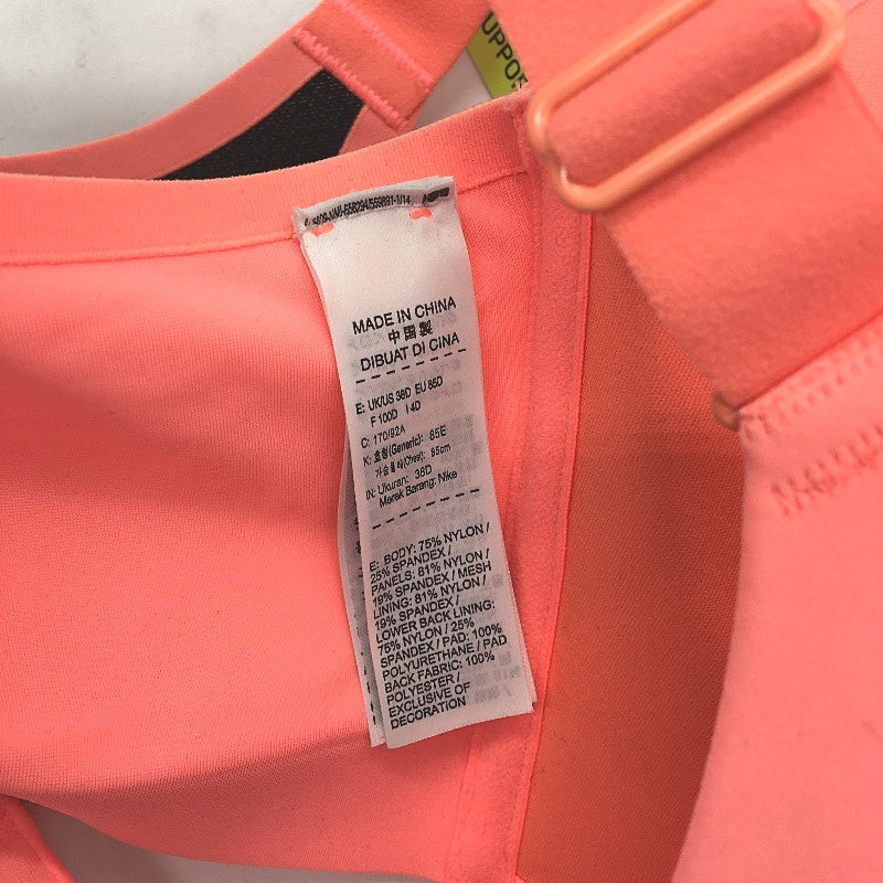 Nike Dri-Fit Neon Orange High Support Rival Bra Ladies Size 14D 38D NEW