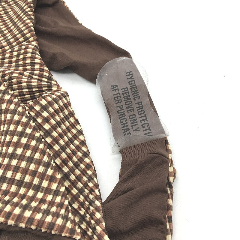 Subtitled Brown Tones Ribbed Halter Neck One Piece Swimsuit Ladies Size M NEW