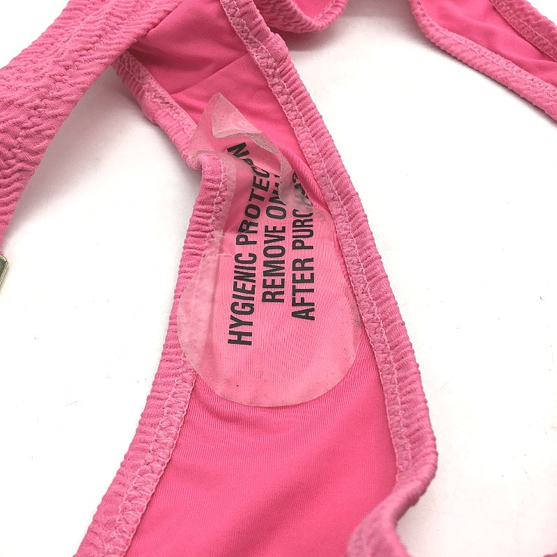 Subtitled Hot Pink Weave Pattern Gold Metal Side Bikini Bottom Ladies Size S NEW