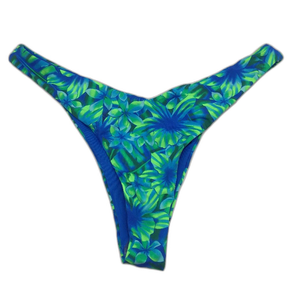Insight Blue Green Floral V Cut High Waist Bikini Bottom Ladies Size XL NEW