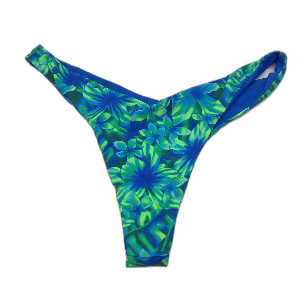 Insight Blue Green Floral V Cut High Waist Bikini Bottom Ladies Size XL NEW