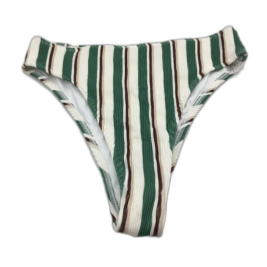 Subtitled Green Brown Striped Ribbed High Waist Bikini Bottom Ladies Size M NEW
