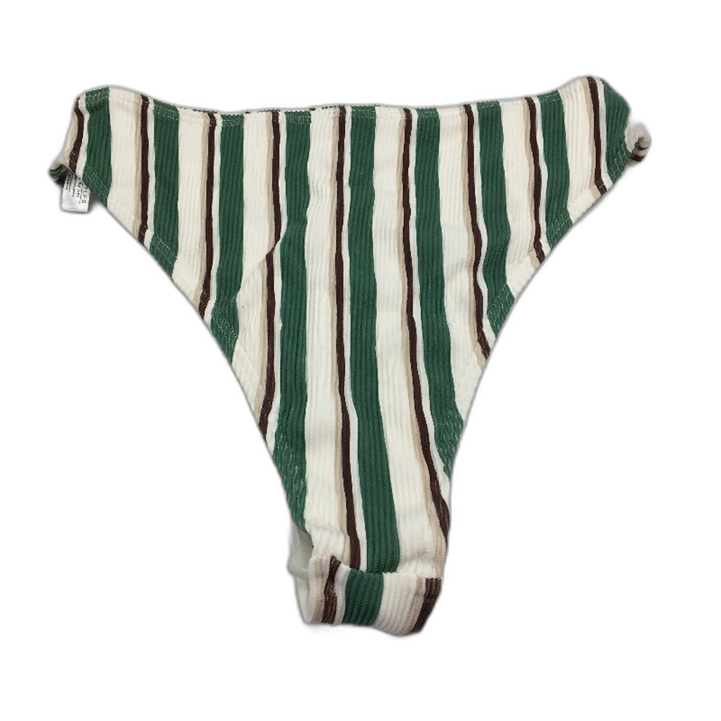 Subtitled Green Brown Striped Ribbed High Waist Bikini Bottom Ladies Size M NEW