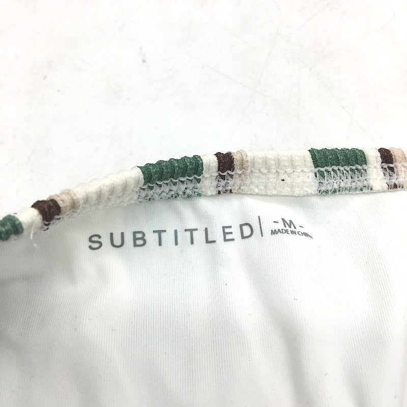 Subtitled Green Brown Striped Ribbed High Waist Bikini Bottom Ladies Size M NEW