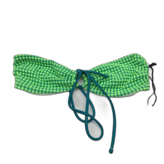Insight Green Ginham 2 Way Bandeau Gold Clasp Bikini Top Size M NEW