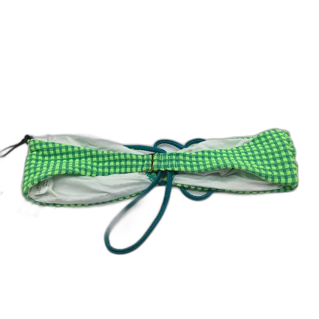 Insight Green Ginham 2 Way Bandeau Gold Clasp Bikini Top Size M NEW