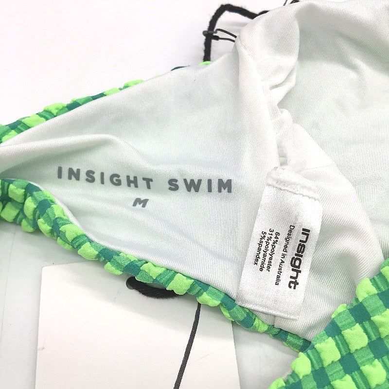 Insight Green Ginham 2 Way Bandeau Gold Clasp Bikini Top Size M NEW