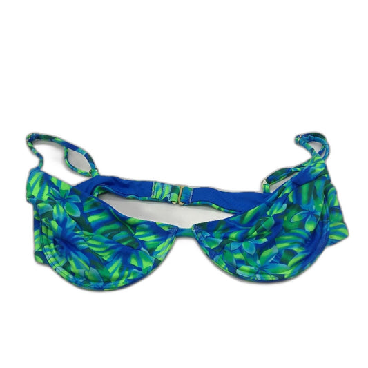 Insight Green Blue Floral Underwire Gold Clasp Bikini Top Size M NEW