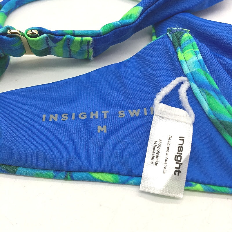 Insight Green Blue Floral Underwire Gold Clasp Bikini Top Size M NEW